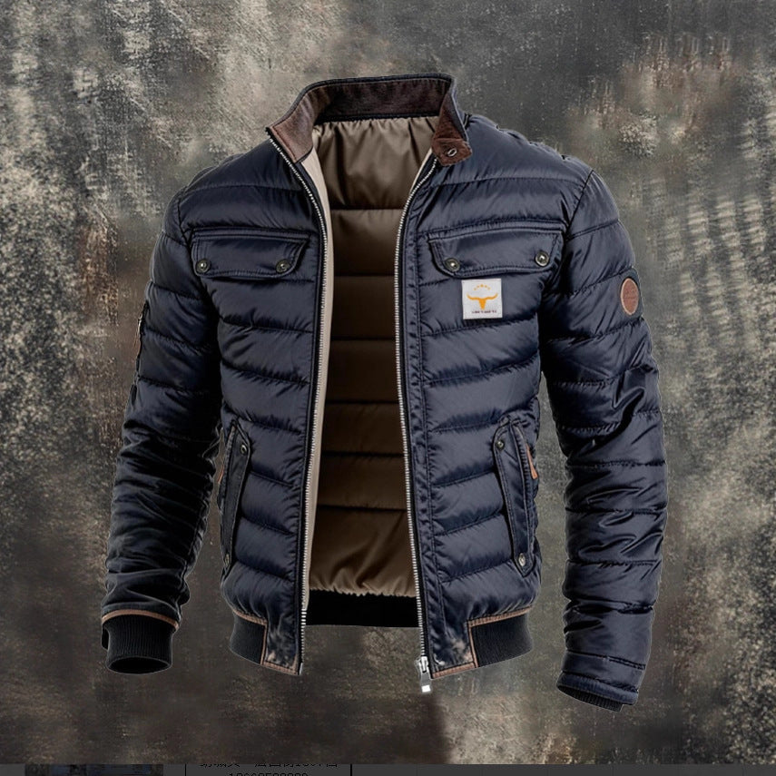 Men's quilted jacket with stand-up collar, padded thermal lining and chest pockets Mune Fashion