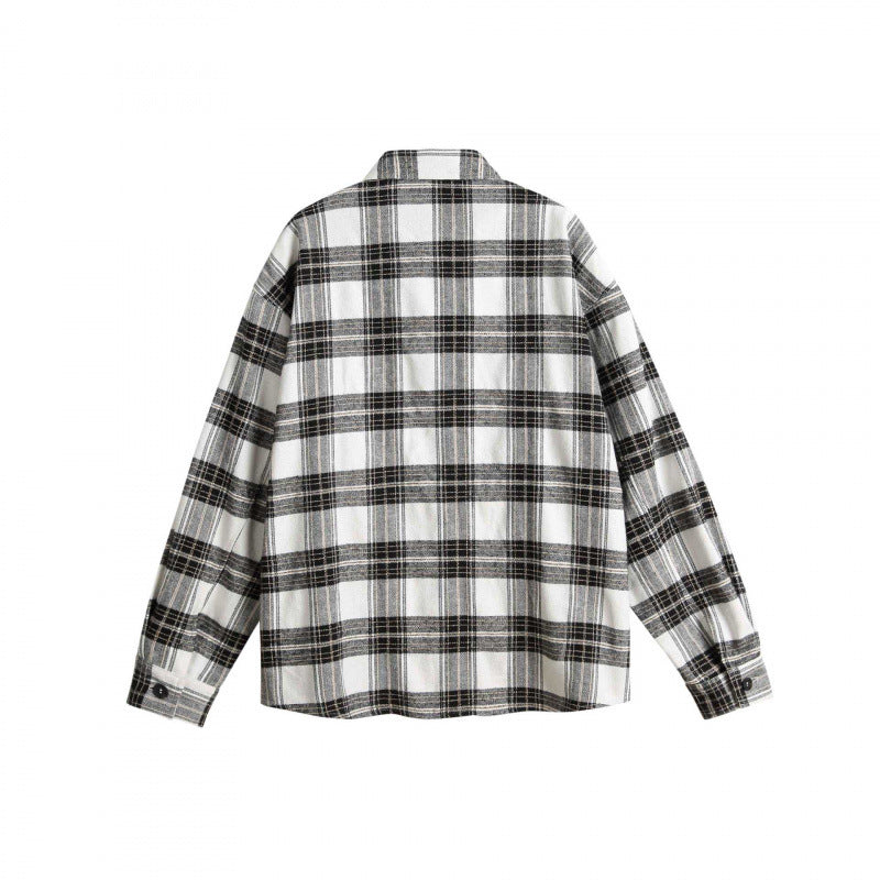 Unisex Boxy Overshirt made of brushed cotton blend with check pattern and contrasting cable panels Mune Fashion