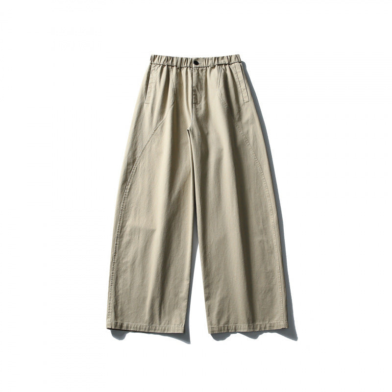 Women Wide High-Waist Culotte Pants with Elastic Waistband and Side Pockets Mune Fashion
