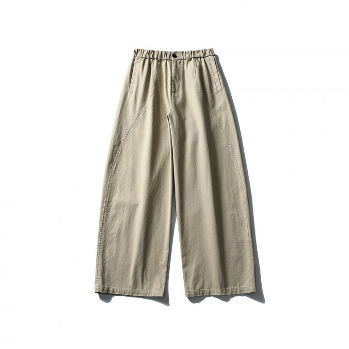 Women Wide High-Waist Culotte Pants with Elastic Waistband and Side Pockets Mune Fashion
