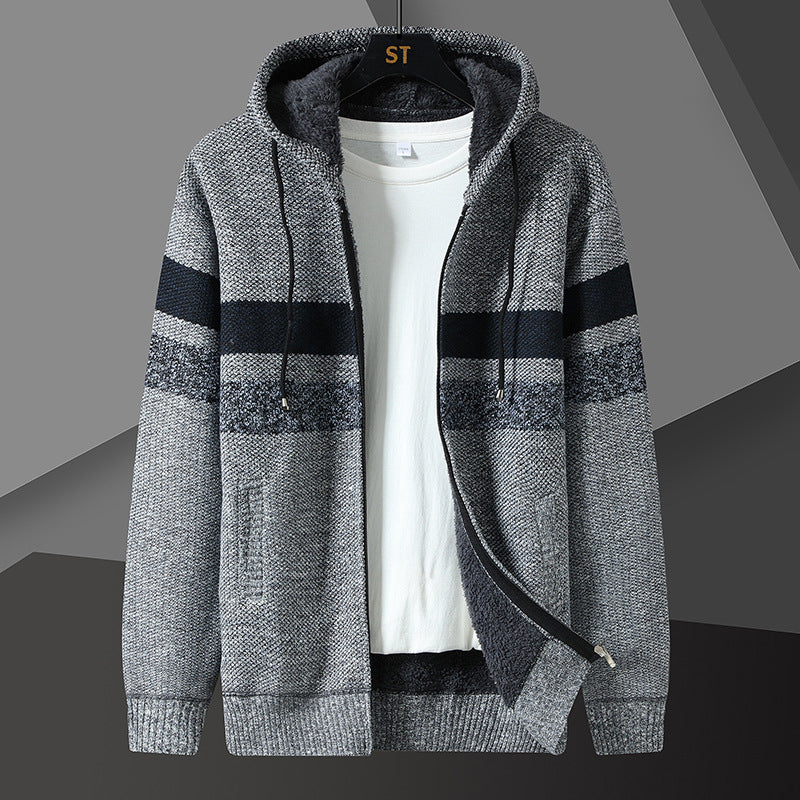 Men's padded knit hooded jacket with full zip and teddy lining Mune Fashion