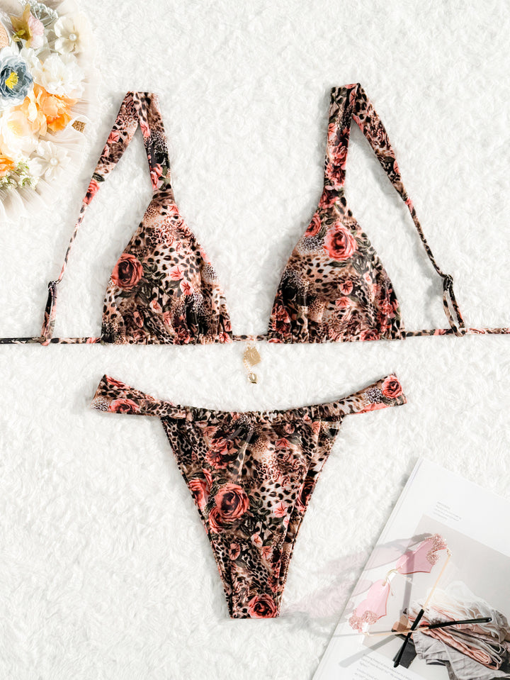 Women's triangle bikini with floral leopard pattern Mune Fashion