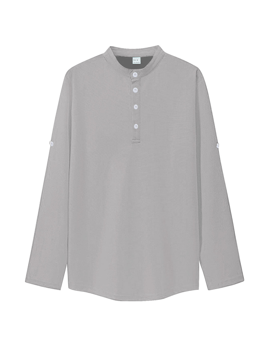 Women's oversized long sleeve Henley with stand-up collar waffle texture and sleeve fastening Mune Fashion