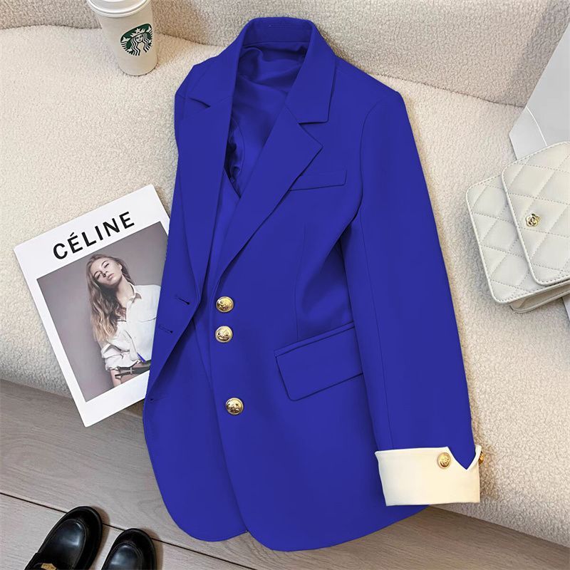 Women Elegant Blazer with Golden Buttons Mune Fashion