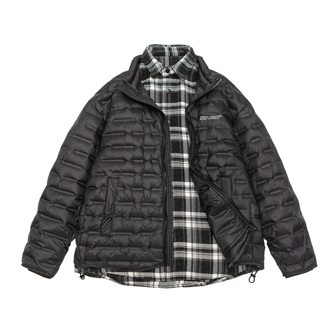 Men's lightweight quilted hybrid jacket with checked lining and drawstring Mune Fashion