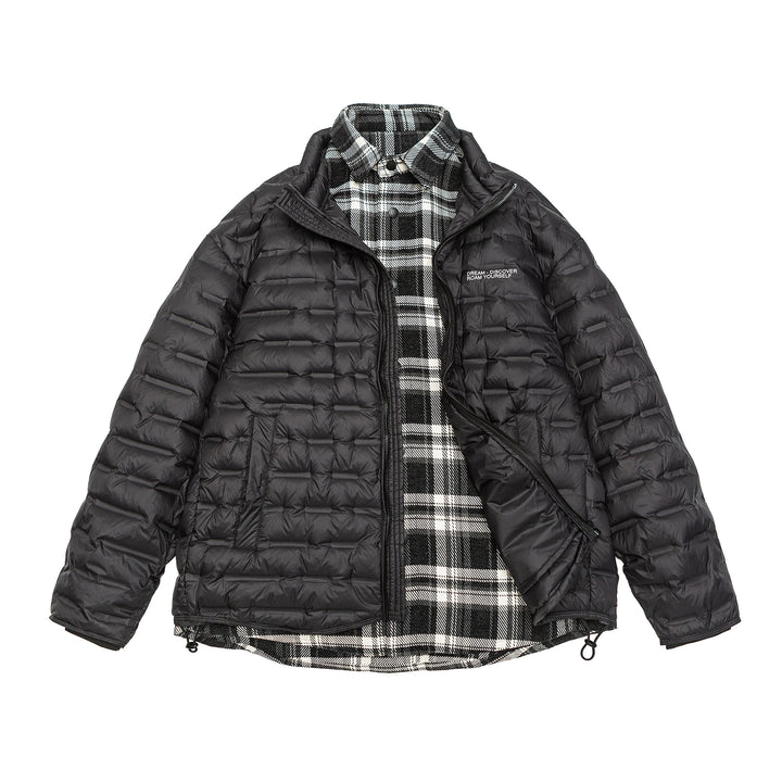 Men's lightweight quilted hybrid jacket with checked lining and drawstring Mune Fashion