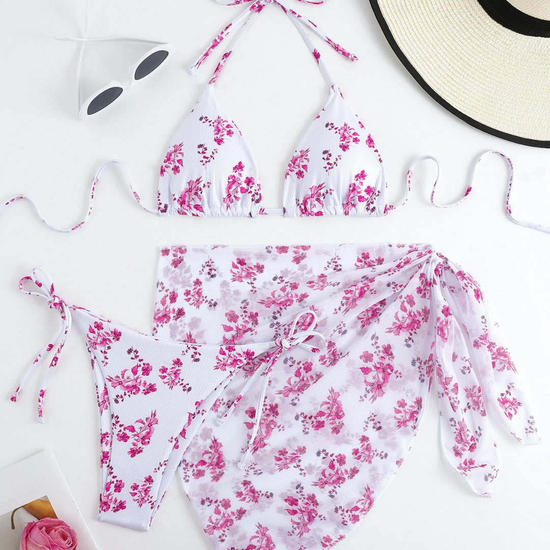 Women's Triangle Bikini Set with Elegant Wrap Skirt Mune Fashion