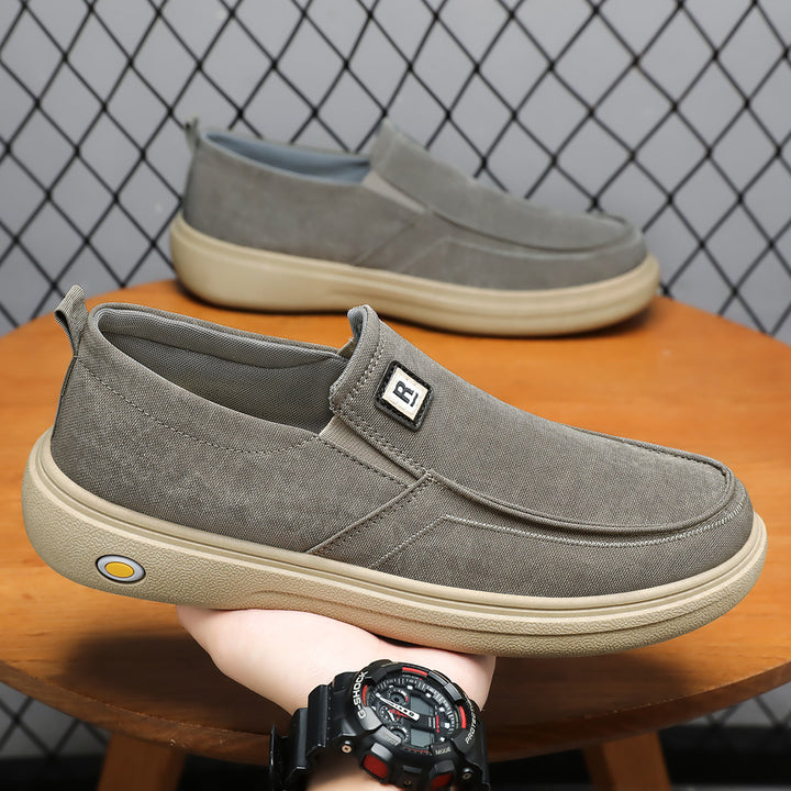 Men's casual canvas slip-on leisure shoe with memory insole and shock-absorbing rubber sole Mune Fashion