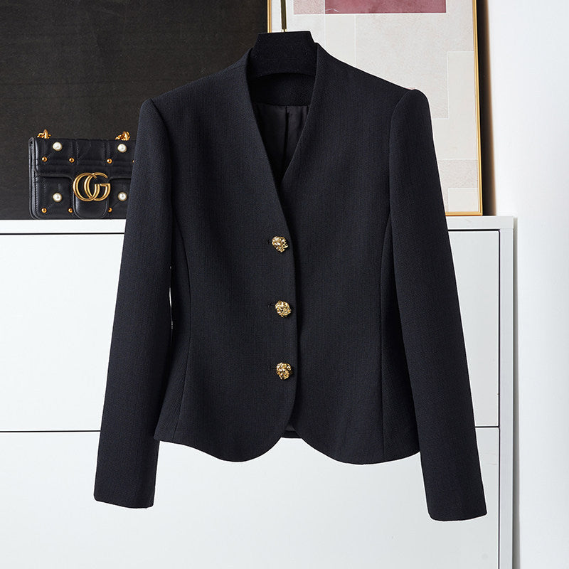Women's Elegant Blazer with Golden Button Detail Mune Fashion