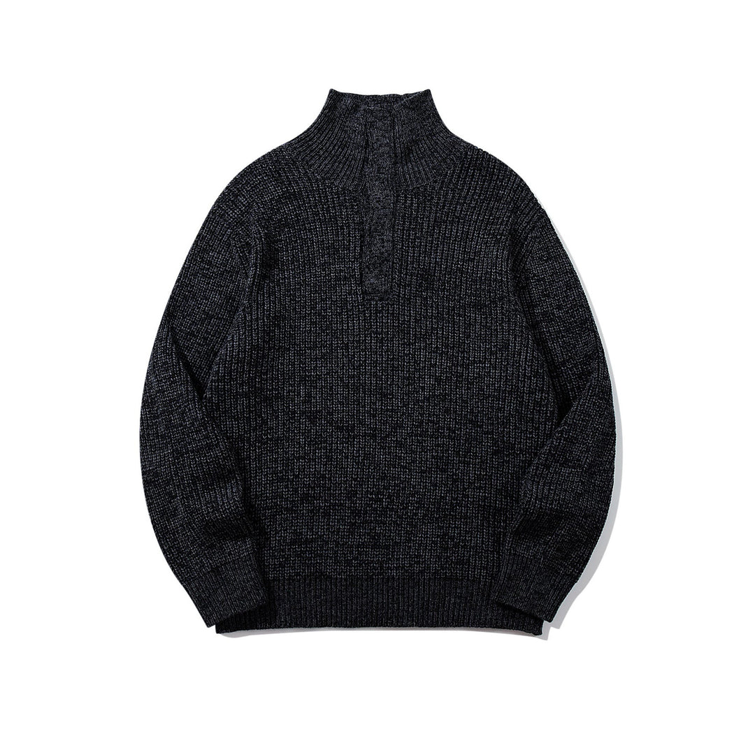 Unisex Chunky Knit Turtleneck Sweater with Half Button Placket Mune Fashion