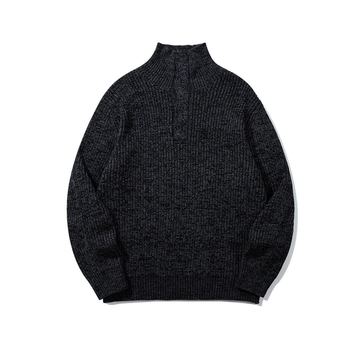 Unisex Chunky Knit Turtleneck Sweater with Half Button Placket Mune Fashion