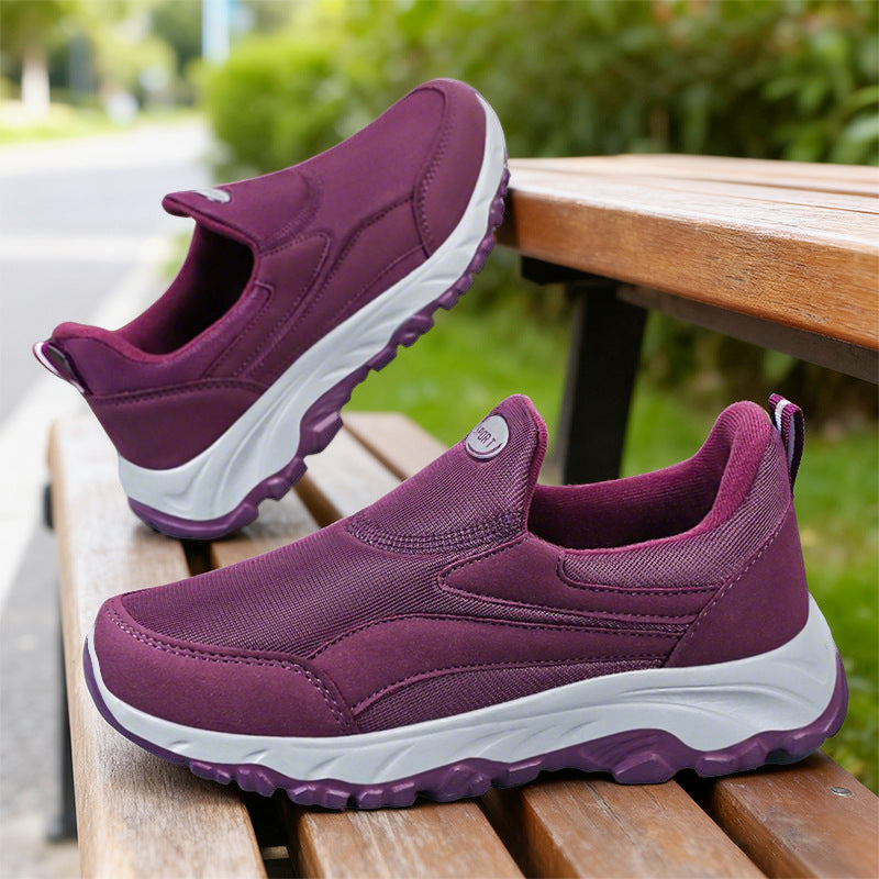 Women’s lightweight slip-on walking sneaker with elastic entry, padded memory insole, and profiled non-slip outsole Mune Fashion