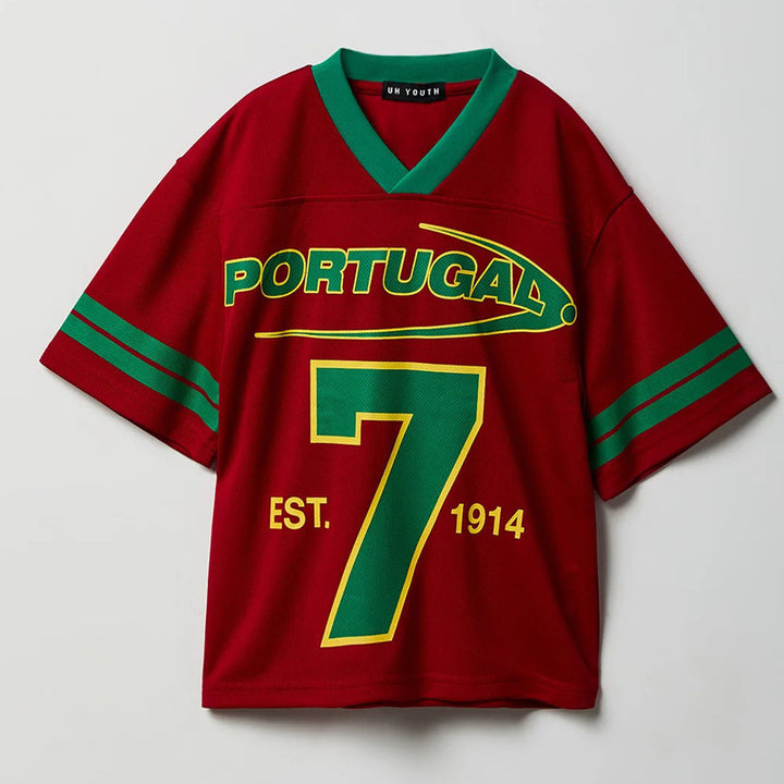 Unisex nan Oversize Sports Jersey in Retro Look with V-neck and Mesh Structure Mune Fashion