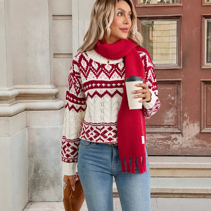 Women's knit sweater with geometric pattern Mune Fashion