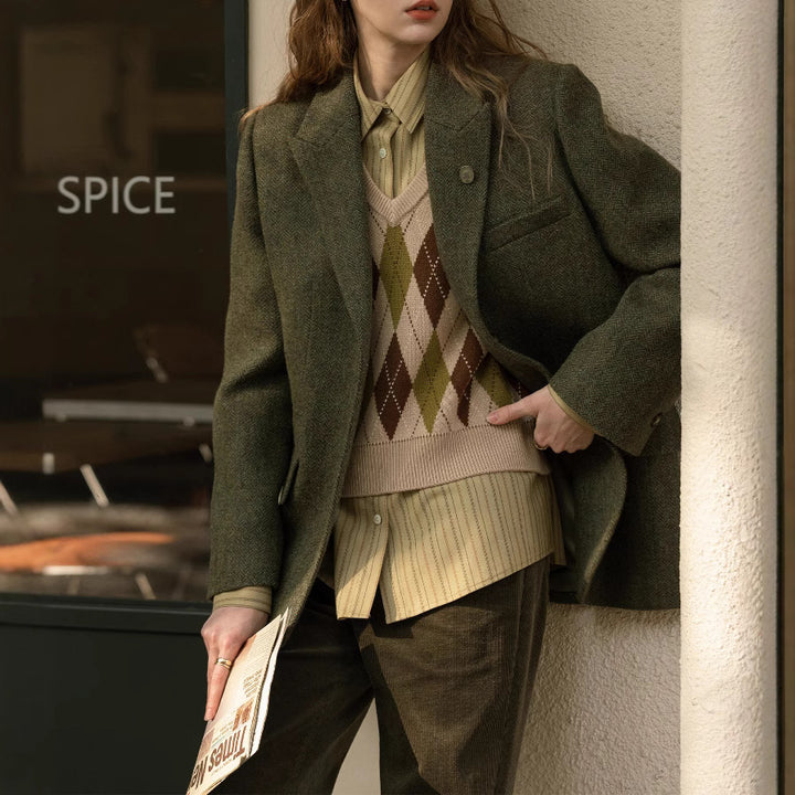 Women Elegant and Modern Wool Blazer Mune Fashion