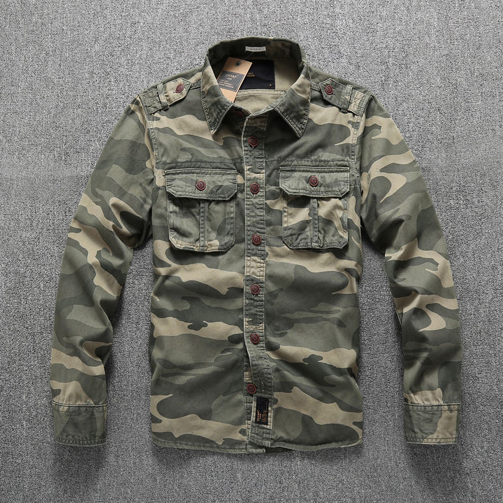 Men's Cotton Field Shirt with Chest Pockets and Shoulder Epaulettes Mune Fashion