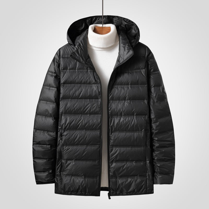 Men's Ultra-Light Compact Padded Coat with Hood and Water-Repellent Shell Mune Fashion