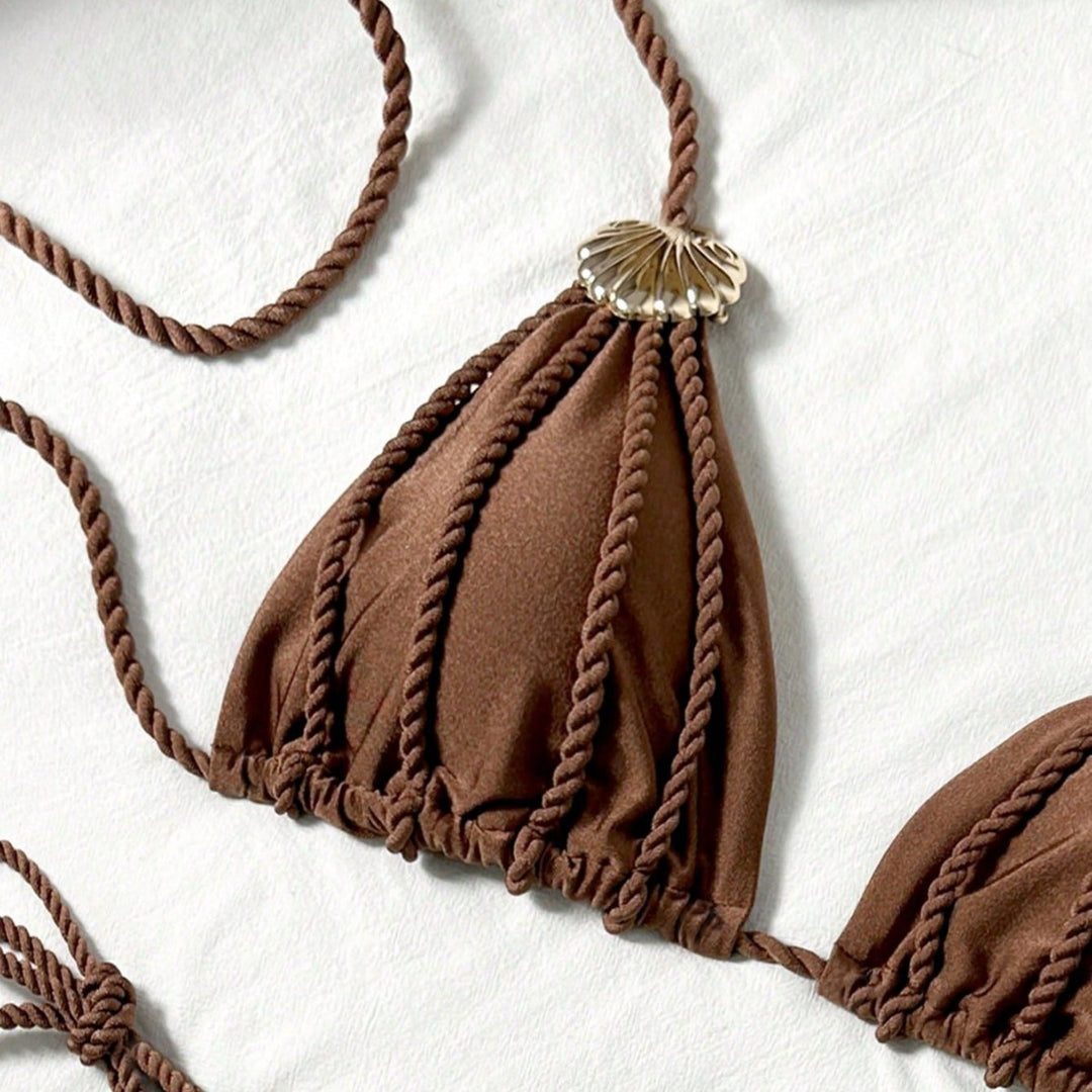 Women's triangle bikini with intricate drawstring details Mune Fashion