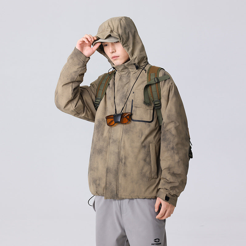 Men's minimalist technical shell jacket with hood and utility chest pocket Mune Fashion