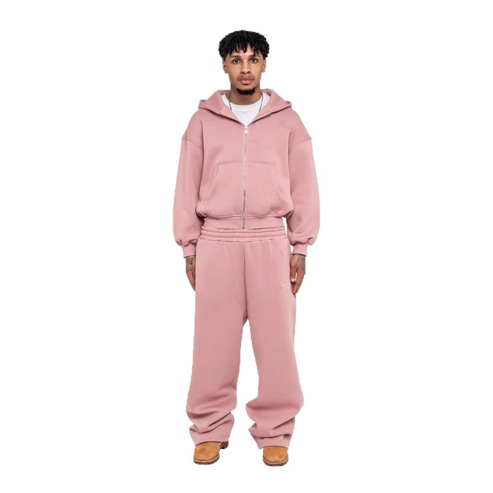 Men's casual zip-up hoodie and palazzo pants set with dropped-shoulder silhouette Mune Fashion