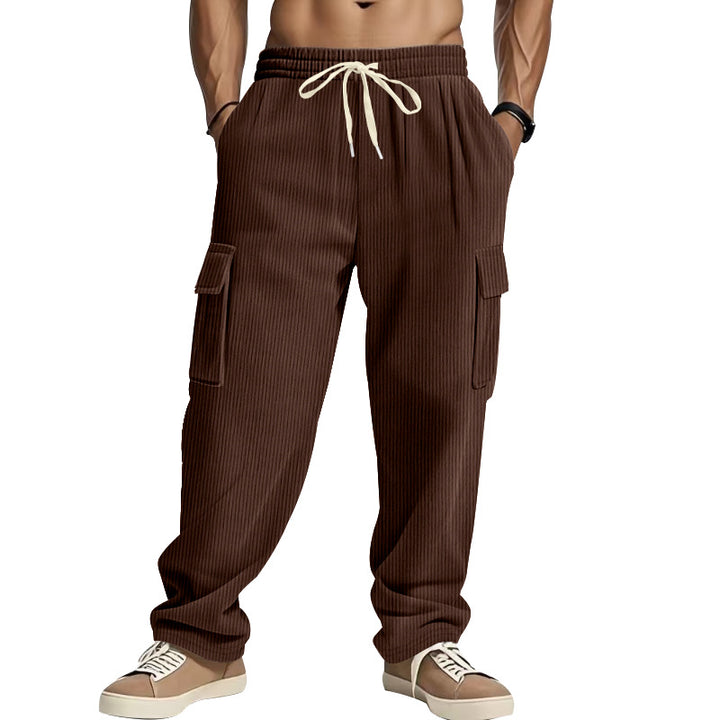 Men's loose corduroy pants with cargo pockets and drawstring waistband Mune Fashion