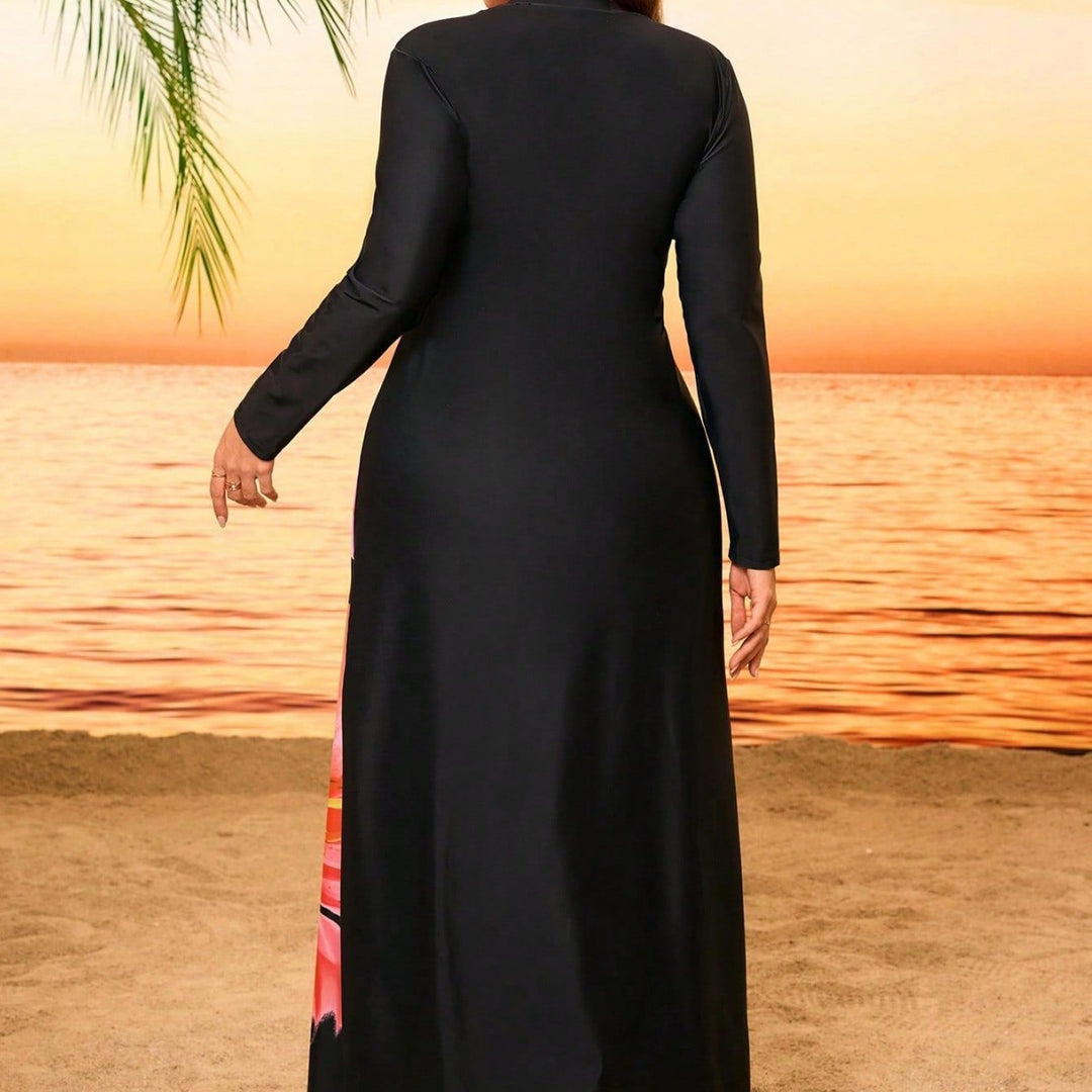 Women's maxi swimsuit with floral appliqués Mune Fashion