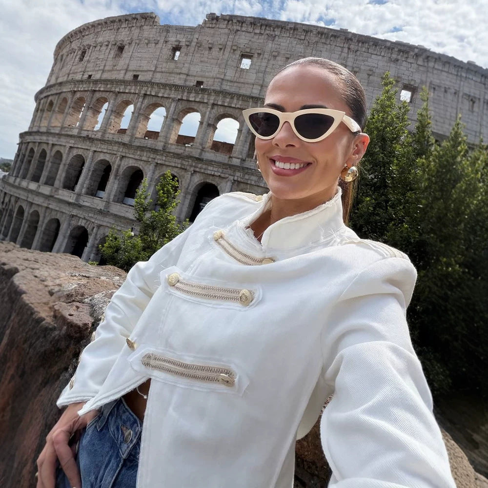 Women's short jacket in military look with decorative cord detailing and tailored fit Mune Fashion