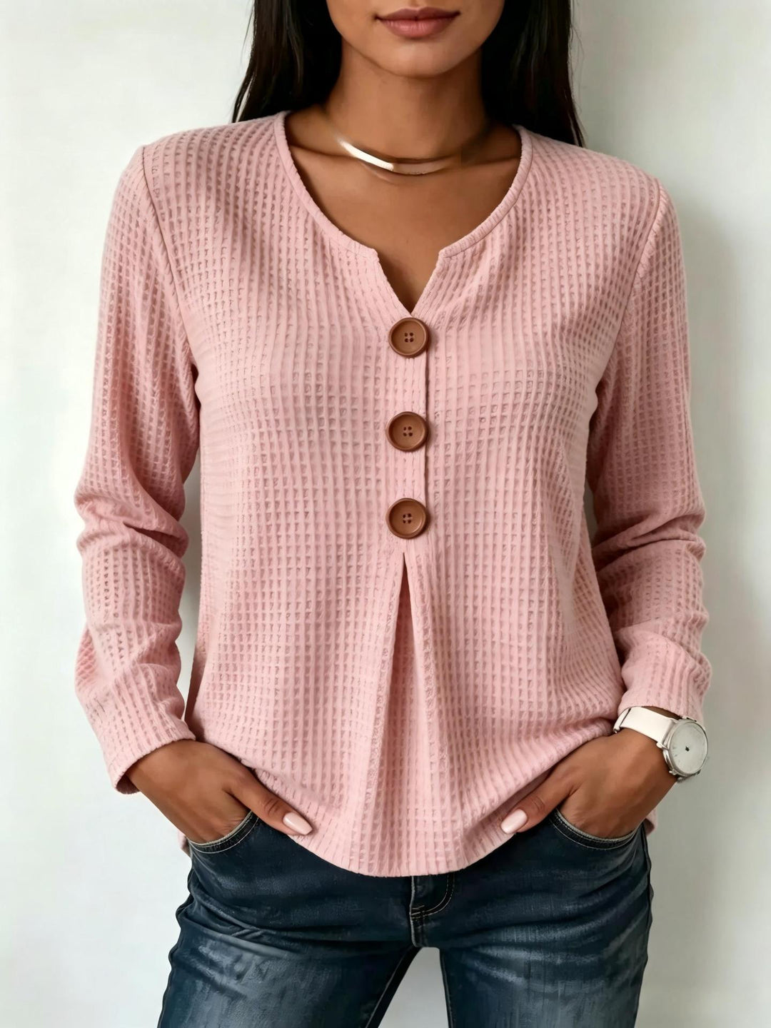 Women's Stylish Long Sleeve Shirt with Button Details Mune Fashion