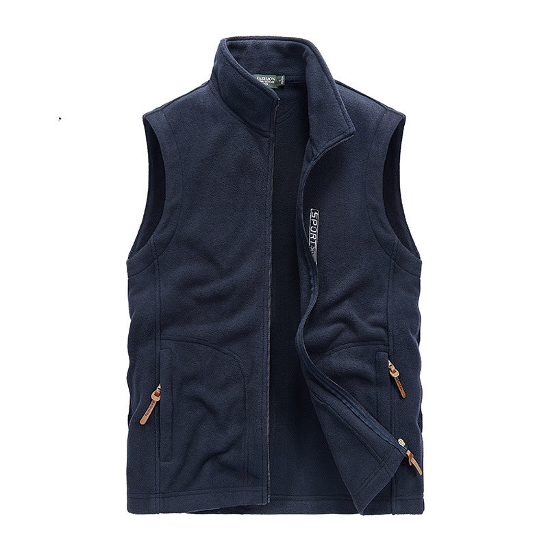 Men's Functional Fleece Vest with Stand-up Collar, Full Zipper and Zipper Pockets Mune Fashion