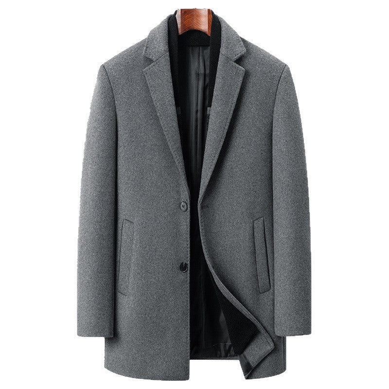 Men's Business Short Coat made of Premium Wool Blend with Notched Lapel and Side Piped Pockets Mune Fashion