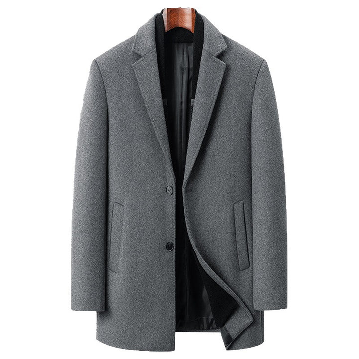Men's Modern Business Overcoat made of Wool Blend with Slim Lapels and Thermolining Mune Fashion
