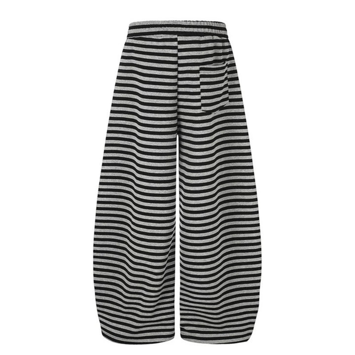 Women's Wide Palazzo Lounge Pants with High Comfort Waistband, Drawstring and Photo Patch Details Mune Fashion