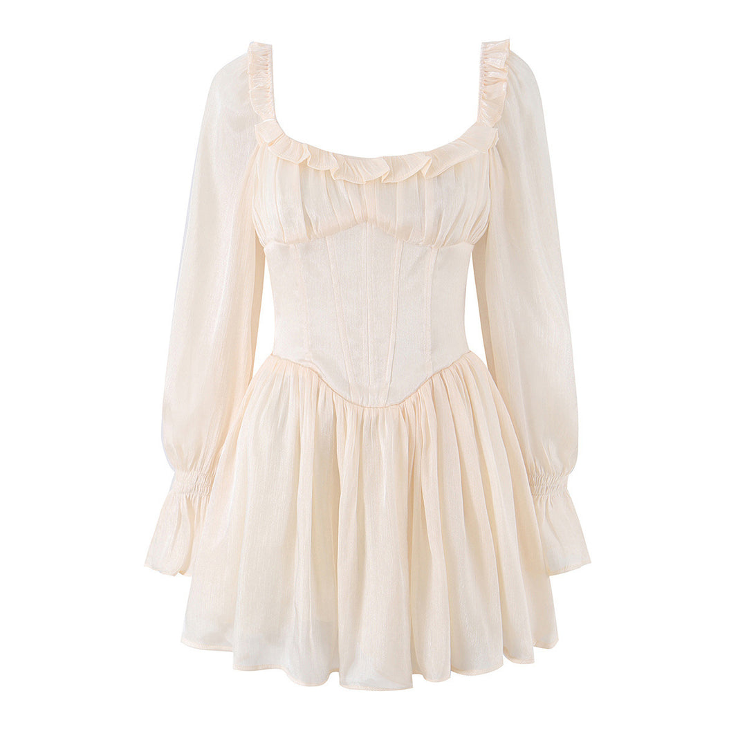 Women's Romantic Corset Dress with Ruffled Skirt and Balloon Sleeves Mune Fashion