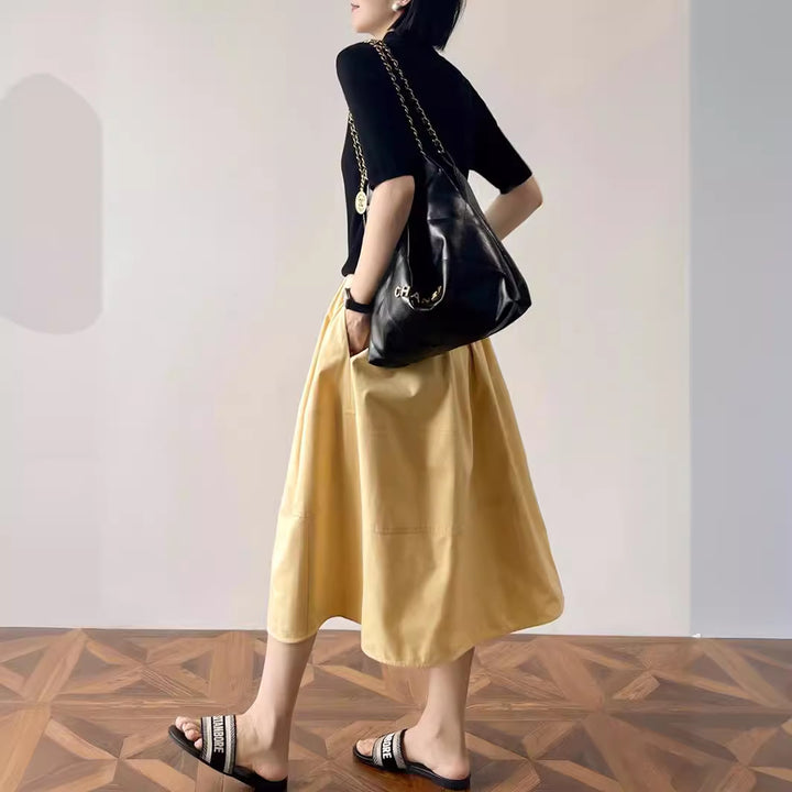 Women Elegant, wide-cut Midi skirt Mune Fashion