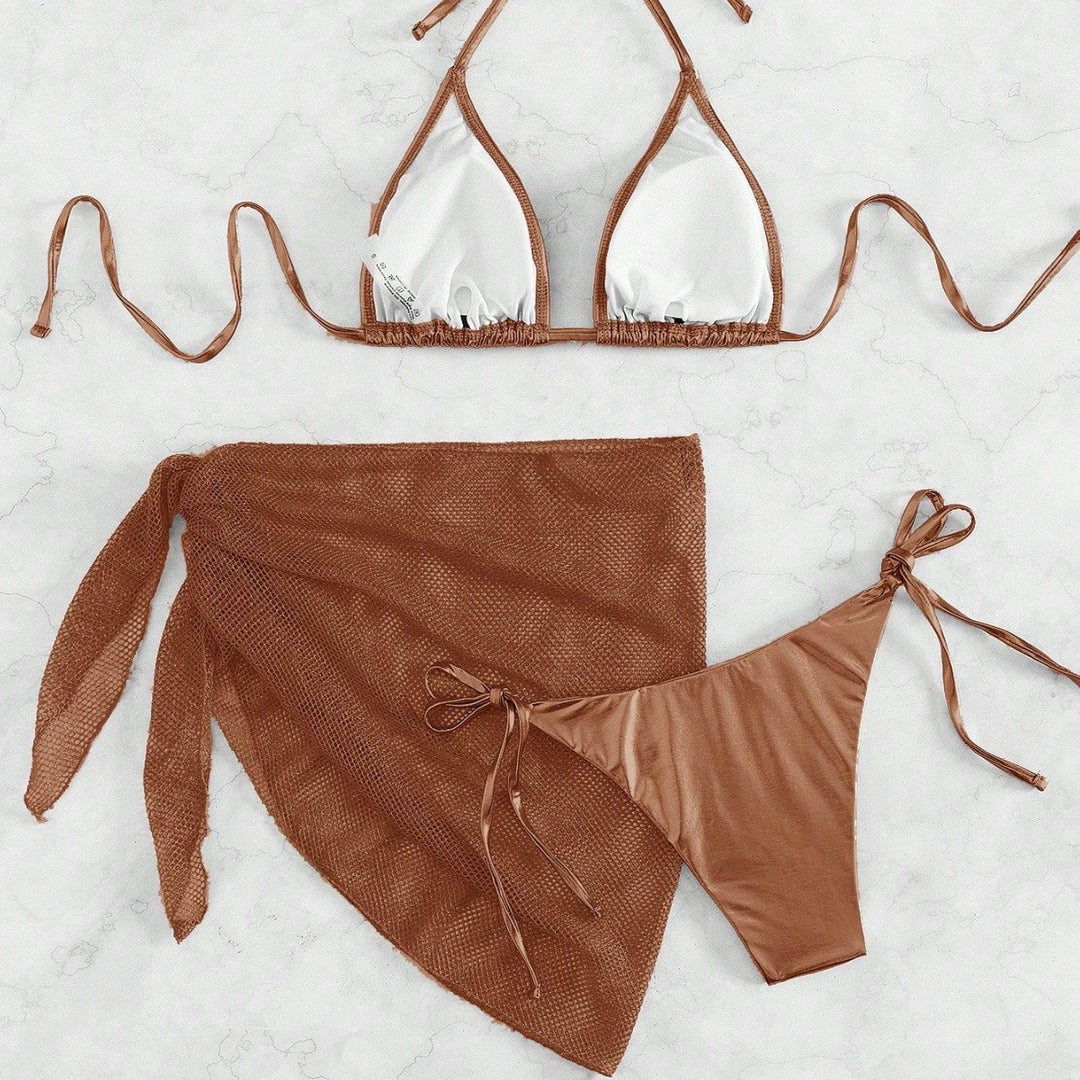 Women Triangle Bikini with refined mesh skirt Mune Fashion
