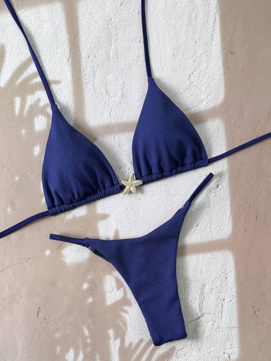Women's triangle bikini with textured fabric and maritime details Mune Fashion
