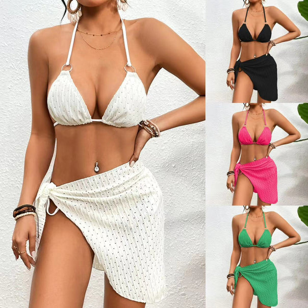 Ladies triangle bikini with trendy wrap skirt Mune Fashion