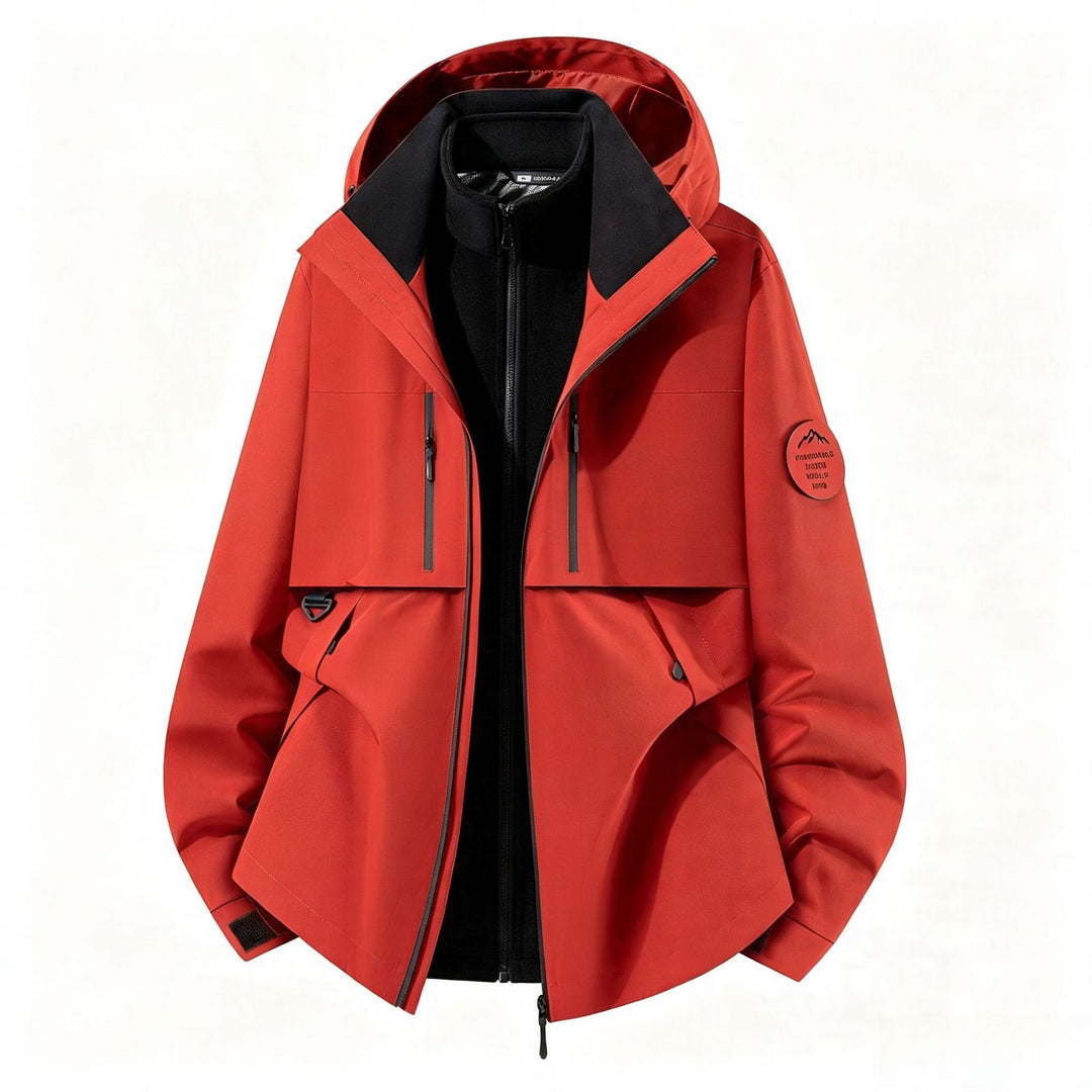 Men's three-layer softshell outdoor jacket with removable fleece lining and hood Mune Fashion