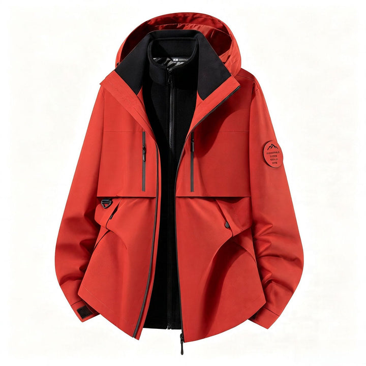 Men's three-layer softshell outdoor jacket with removable fleece lining and hood Mune Fashion