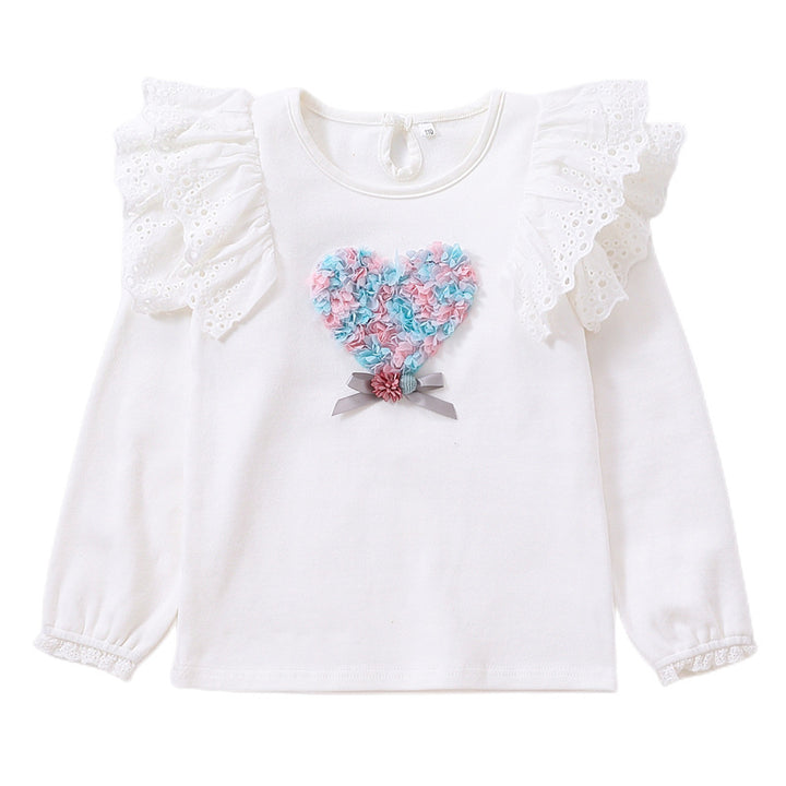 Girls sweatshirt with ruffles and floral heart motif Mune Fashion