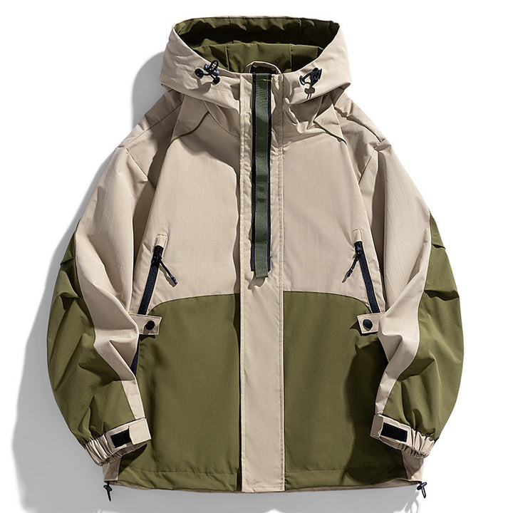 Unisex Lightweight two-tone wind and rain jacket with hood, drawstring and zip pockets Mune Fashion