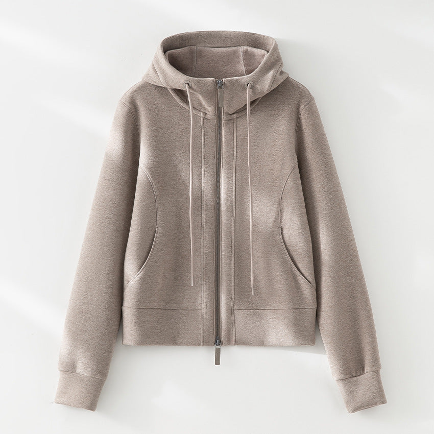 Women's Short Hoodie Jacket made of Sweat with full Two-way Zip and fitted Cut Mune Fashion