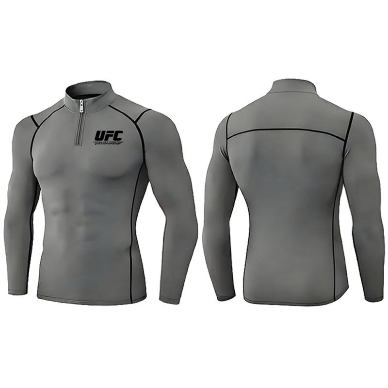 Men's tight-fitting compression shirt with short zipper and long sleeves Mune Fashion
