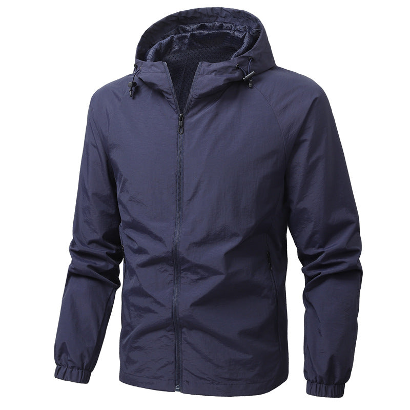 Men's Lightweight Hooded Windbreaker with Mesh Lining, Full-Length Zipper & Elastic Cuffs Mune Fashion