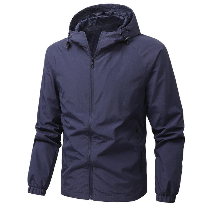 Men's Lightweight Hooded Windbreaker with Mesh Lining, Full-Length Zipper & Elastic Cuffs Mune Fashion