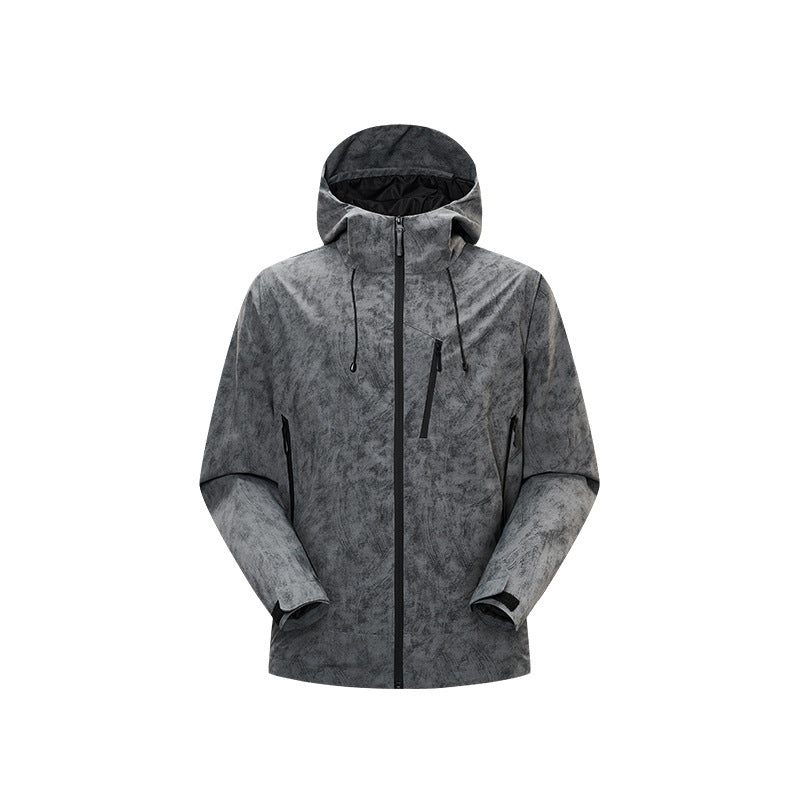 Men's Waterproof Breathable Outdoor Softshell Jacket with Taped Seams and Hood Drune