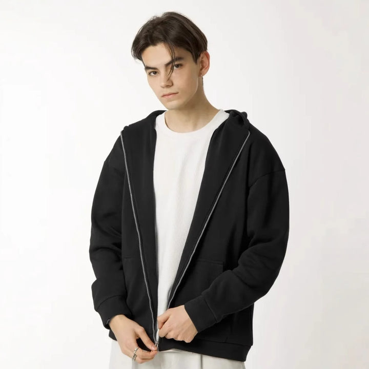 Men's nan minimalist zip hoodie with clean oversized cut and soft French terry lining Mune Fashion