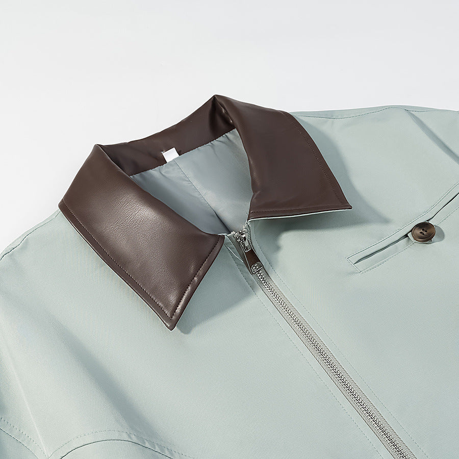 Women's short jacket with zipper, contrast collar and flap pockets Mune Fashion