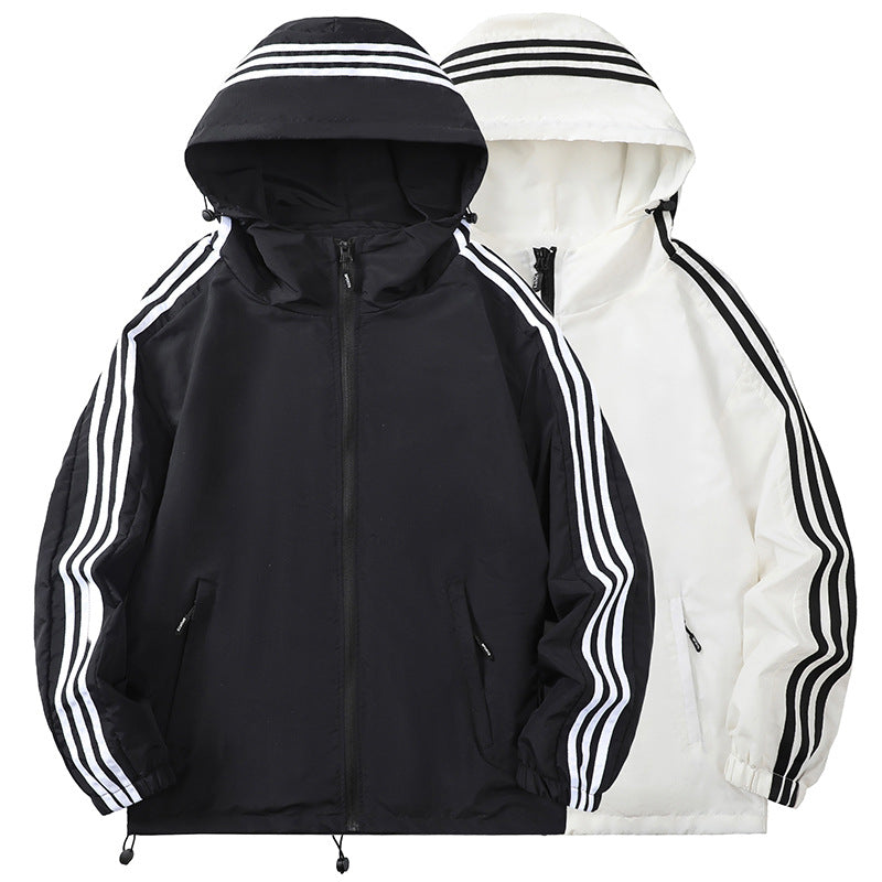 Men's sporty transitional jacket with hood and reflective accents Mune Fashion