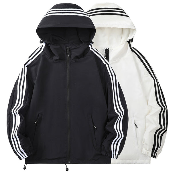 Men's sporty transitional jacket with hood and reflective accents Mune Fashion